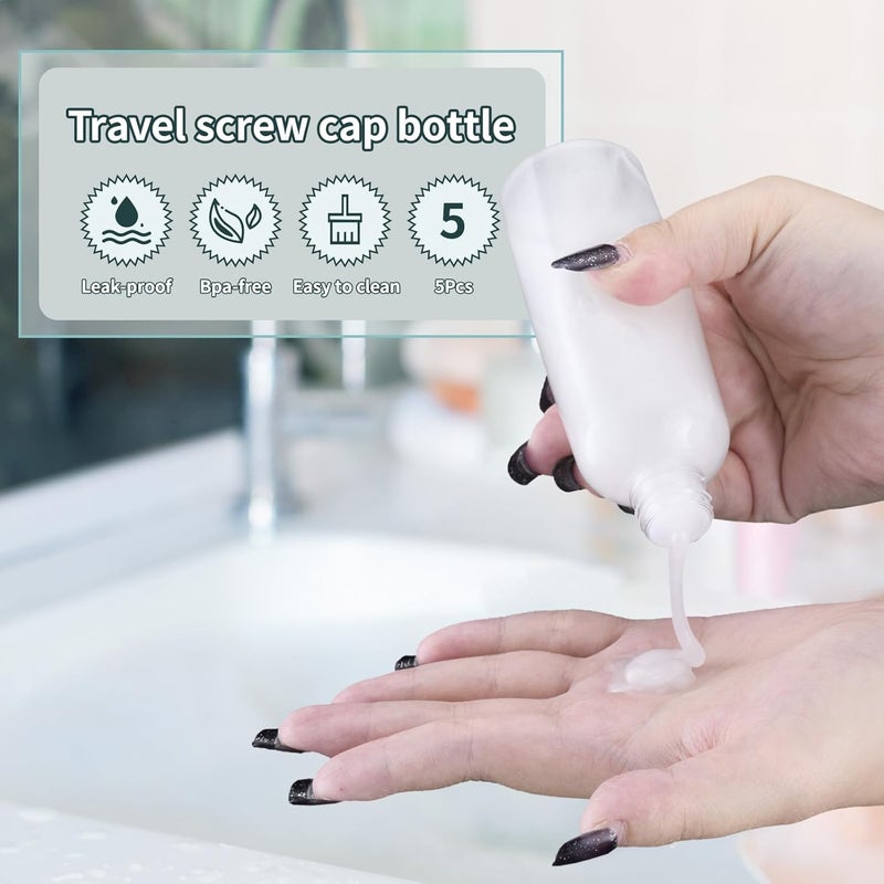 Tekson Plastic Travel Size Bottles 3.4 oz, Mouthwash Bottle, Refillable Containers for Cosmetic with Gold Screw Cap for Travel Essentials (100ml, Clear) - Image 3